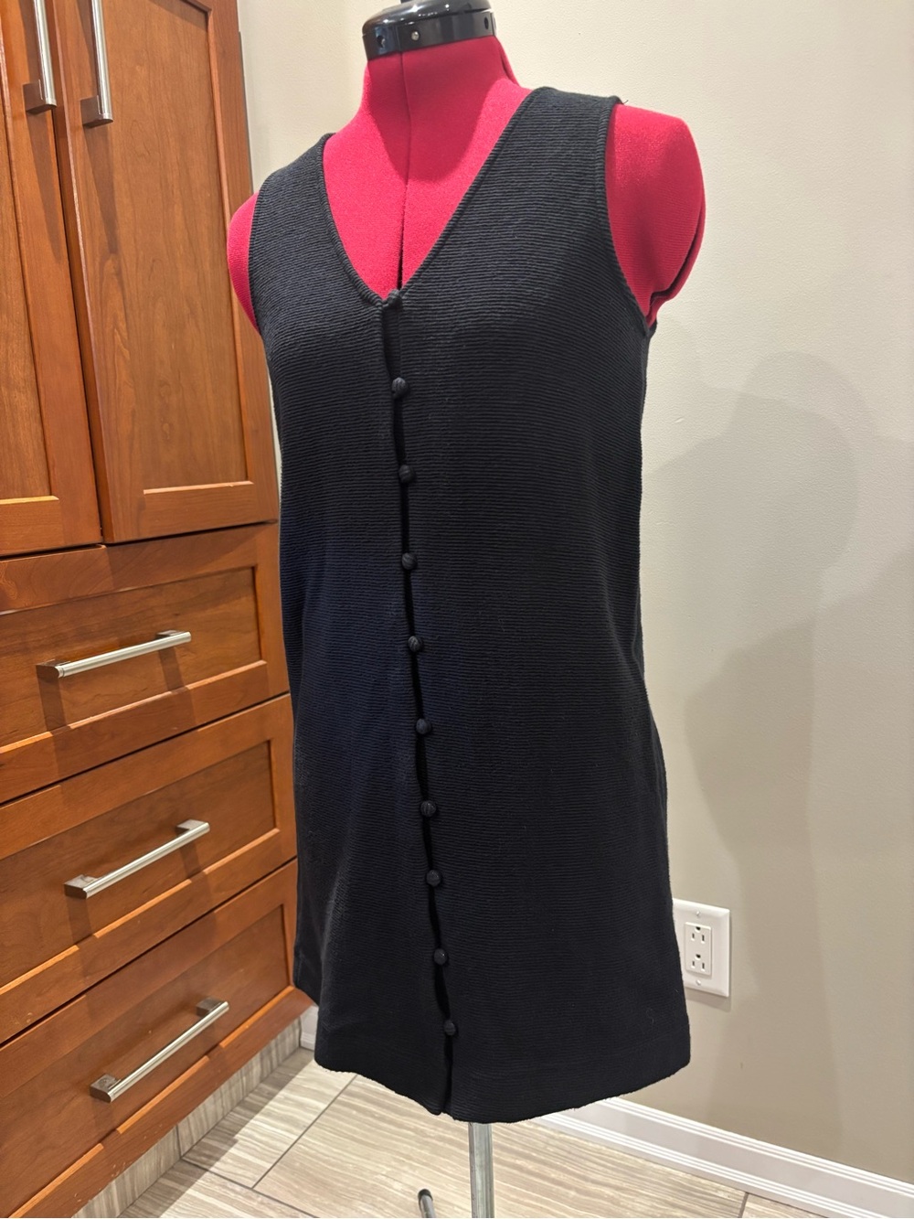 EUC 🐈‍⬛ Madewell Texture & Thread Black Ribbed Knit Pinafore Mini Dress Sz S / 4